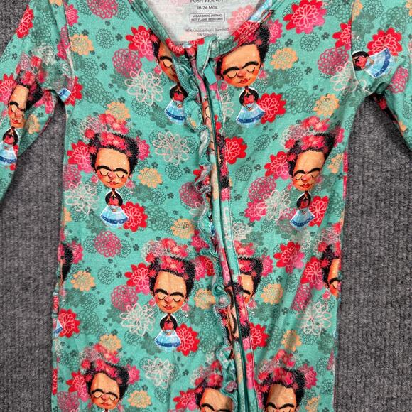 Posh Peanut Baby 18-24 Mos Footie One Piece Pajama Green Ruffle Long Sleeves - Picture 3 of 6